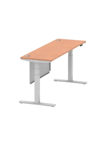Dynamic Air Modesty 1800 x 600mm Height Adjustable Office Desk Beech Top Cable Ports Modesty Panel HA01364