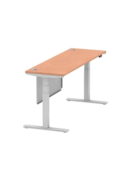 Dynamic Air Modesty 1800 x 600mm Height Adjustable Office Desk Beech Top Cable Ports Modesty Panel HA01364
