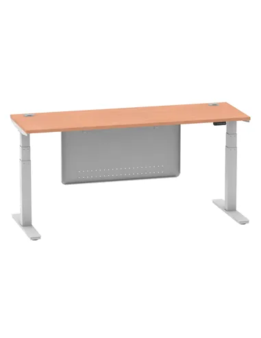 Dynamic Air Modesty 1800 x 600mm Height Adjustable Office Desk Beech Top Cable Ports Modesty Panel HA01364