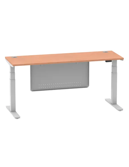 Dynamic Air Modesty 1800 x 600mm Height Adjustable Office Desk Beech Top Cable Ports Modesty Panel HA01364