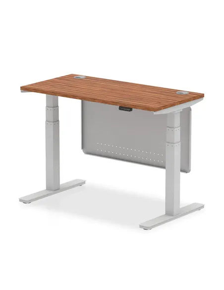 Dynamic Air Modesty 1200 x 600mm Height Adjustable Office Desk Walnut Top Cable Ports Modesty Panel HA01365