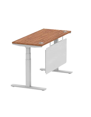 Dynamic Air Modesty 1400 x 600mm Height Adjustable Office Desk Walnut Top Cable Ports Modesty Panel HA01366