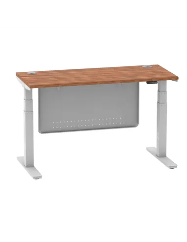 Dynamic Air Modesty 1400 x 600mm Height Adjustable Office Desk Walnut Top Cable Ports Modesty Panel HA01366