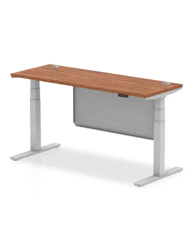 Dynamic Air Modesty 1600 x 600mm Height Adjustable Office Desk Walnut Top Cable Ports Modesty Panel HA01367