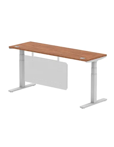 Dynamic Air Modesty 1800 x 600mm Height Adjustable Office Desk Walnut Top Cable Ports Modesty Panel HA01368