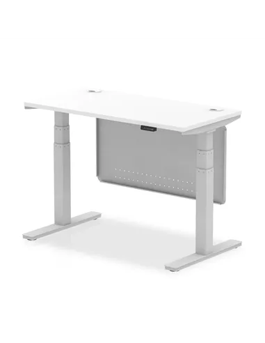 Dynamic Air Modesty 1200 x 600mm Height Adjustable Office Desk White Top Cable Ports Modesty Panel HA01369