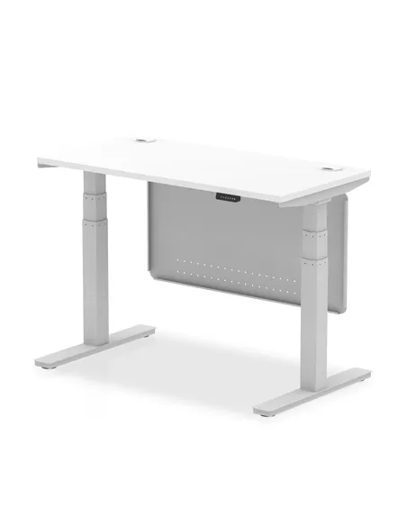 Dynamic Air Modesty 1200 x 600mm Height Adjustable Office Desk White Top Cable Ports Modesty Panel HA01369