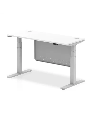Dynamic Air Modesty 1400 x 600mm Height Adjustable Office Desk White Top Cable Ports Modesty Panel HA01370