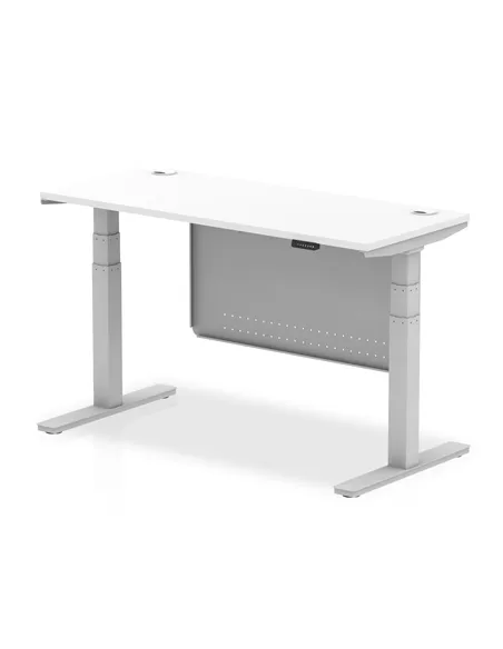 Dynamic Air Modesty 1400 x 600mm Height Adjustable Office Desk White Top Cable Ports Modesty Panel HA01370