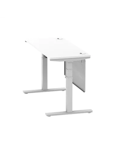 Dynamic Air Modesty 1400 x 600mm Height Adjustable Office Desk White Top Cable Ports Modesty Panel HA01370