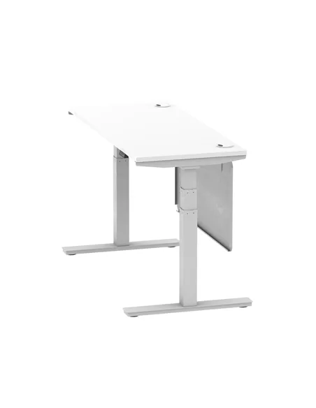 Dynamic Air Modesty 1400 x 600mm Height Adjustable Office Desk White Top Cable Ports Modesty Panel HA01370