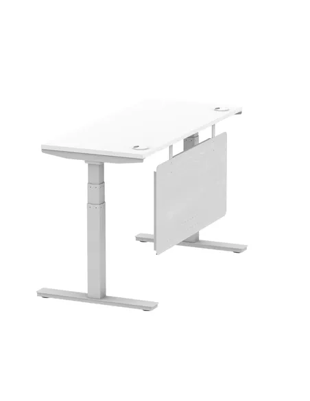 Dynamic Air Modesty 1400 x 600mm Height Adjustable Office Desk White Top Cable Ports Modesty Panel HA01370