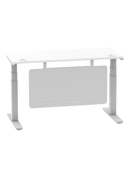 Dynamic Air Modesty 1400 x 600mm Height Adjustable Office Desk White Top Cable Ports Modesty Panel HA01370