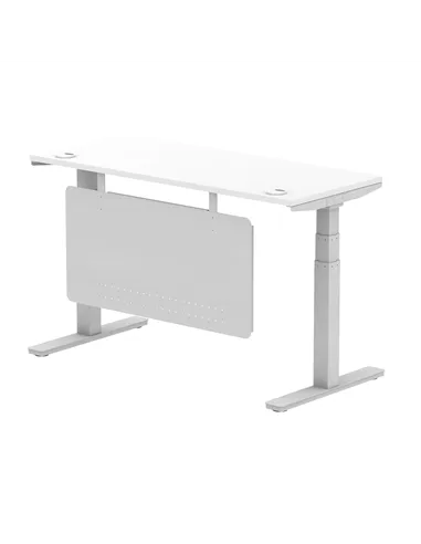 Dynamic Air Modesty 1400 x 600mm Height Adjustable Office Desk White Top Cable Ports Modesty Panel HA01370