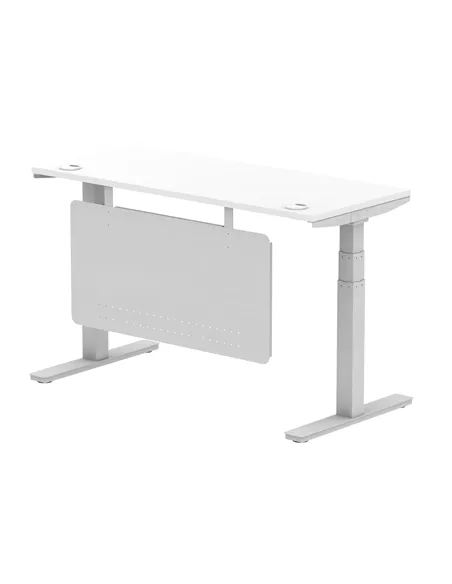 Dynamic Air Modesty 1400 x 600mm Height Adjustable Office Desk White Top Cable Ports Modesty Panel HA01370