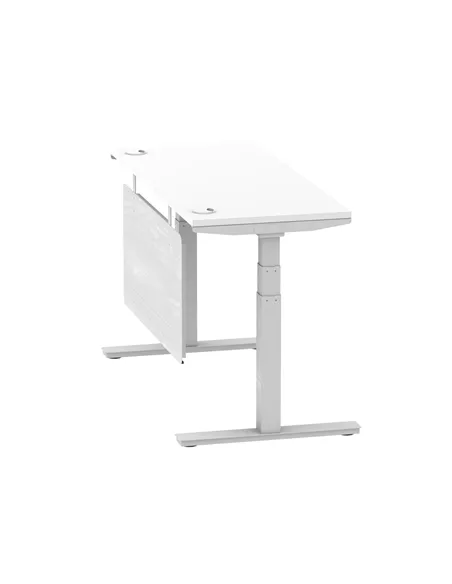 Dynamic Air Modesty 1400 x 600mm Height Adjustable Office Desk White Top Cable Ports Modesty Panel HA01370