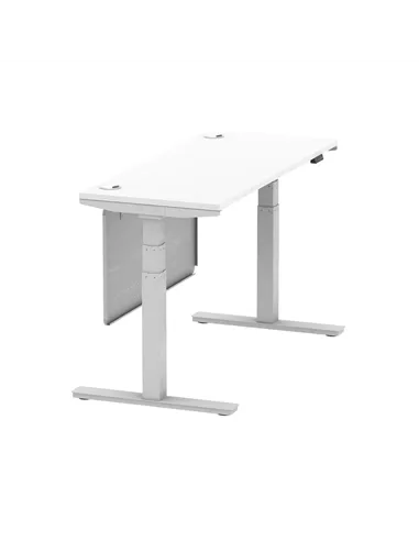 Dynamic Air Modesty 1400 x 600mm Height Adjustable Office Desk White Top Cable Ports Modesty Panel HA01370