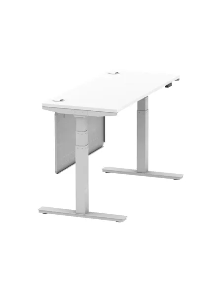 Dynamic Air Modesty 1400 x 600mm Height Adjustable Office Desk White Top Cable Ports Modesty Panel HA01370