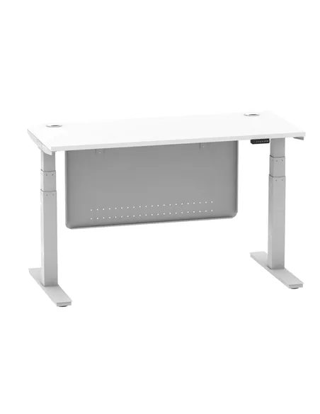 Dynamic Air Modesty 1400 x 600mm Height Adjustable Office Desk White Top Cable Ports Modesty Panel HA01370