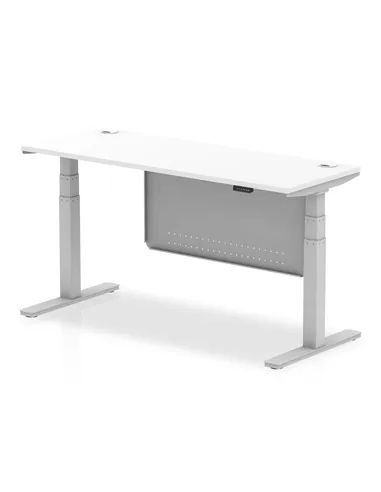 Dynamic Air Modesty 1600 x 600mm Height Adjustable Office Desk White Top Cable Ports Modesty Panel HA01371