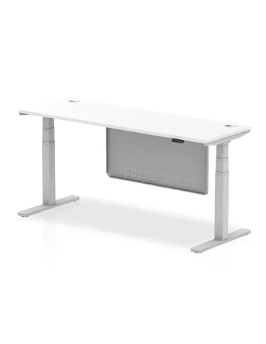 Dynamic Air Modesty 1800 x 600mm Height Adjustable Office Desk White Top Cable Ports Modesty Panel HA01372