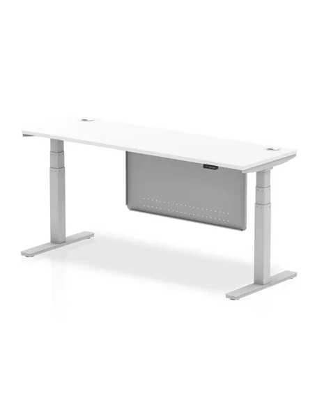 Dynamic Air Modesty 1800 x 600mm Height Adjustable Office Desk White Top Cable Ports Modesty Panel HA01372