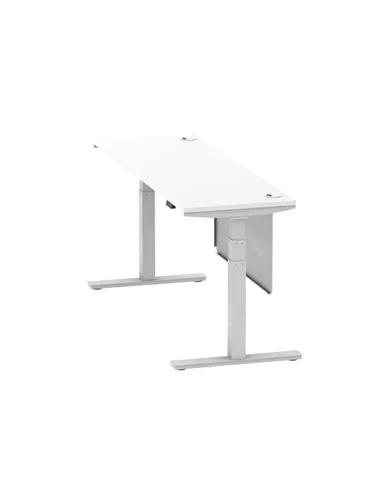 Dynamic Air Modesty 1800 x 600mm Height Adjustable Office Desk White Top Cable Ports Modesty Panel HA01372