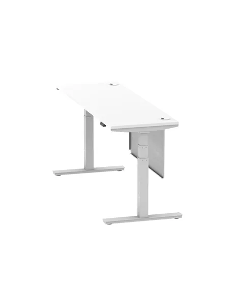 Dynamic Air Modesty 1800 x 600mm Height Adjustable Office Desk White Top Cable Ports Modesty Panel HA01372