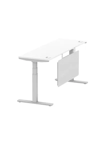 Dynamic Air Modesty 1800 x 600mm Height Adjustable Office Desk White Top Cable Ports Modesty Panel HA01372