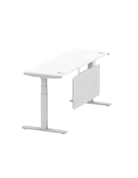 Dynamic Air Modesty 1800 x 600mm Height Adjustable Office Desk White Top Cable Ports Modesty Panel HA01372