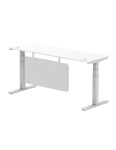 Dynamic Air Modesty 1800 x 600mm Height Adjustable Office Desk White Top Cable Ports Modesty Panel HA01372