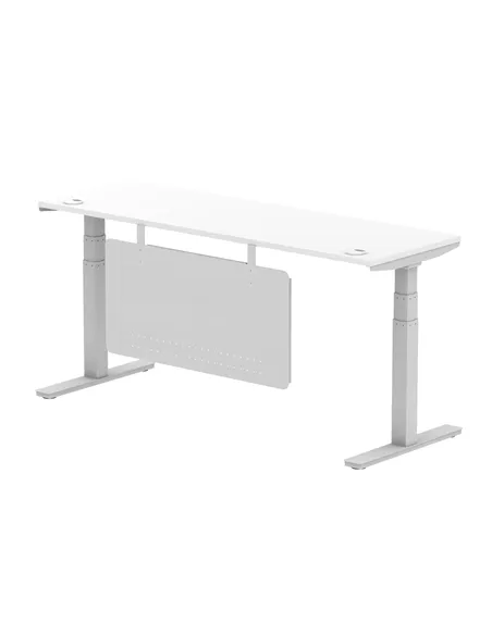 Dynamic Air Modesty 1800 x 600mm Height Adjustable Office Desk White Top Cable Ports Modesty Panel HA01372