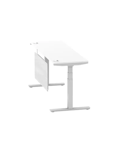 Dynamic Air Modesty 1800 x 600mm Height Adjustable Office Desk White Top Cable Ports Modesty Panel HA01372