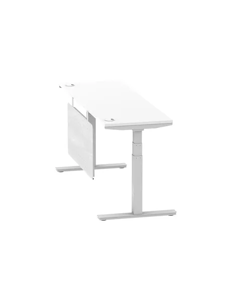 Dynamic Air Modesty 1800 x 600mm Height Adjustable Office Desk White Top Cable Ports Modesty Panel HA01372