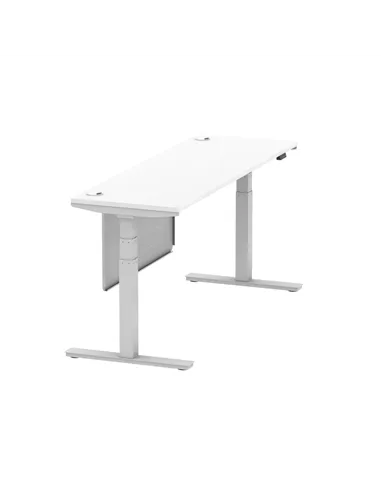 Dynamic Air Modesty 1800 x 600mm Height Adjustable Office Desk White Top Cable Ports Modesty Panel HA01372