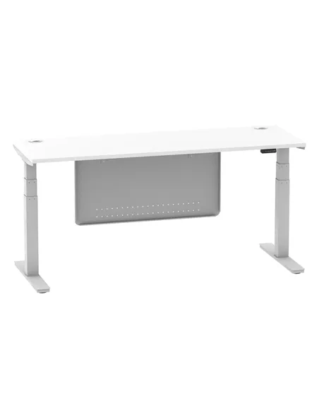 Dynamic Air Modesty 1800 x 600mm Height Adjustable Office Desk White Top Cable Ports Modesty Panel HA01372