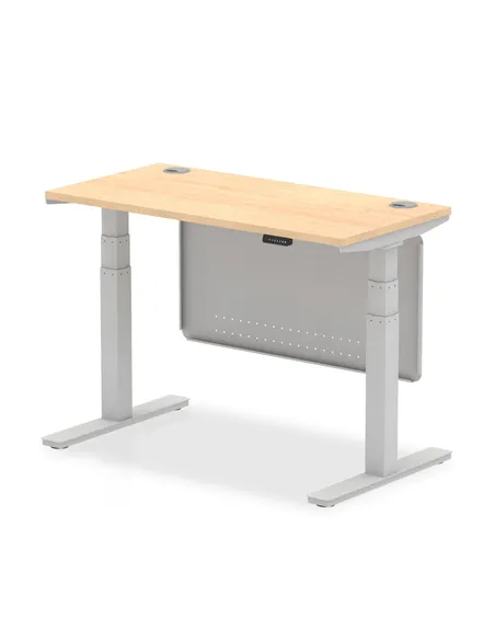 Dynamic Air Modesty 1200 x 600mm Height Adjustable Office Desk Maple Top Cable Ports Modesty Panel HA01373