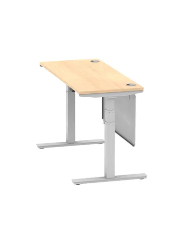 Dynamic Air Modesty 1400 x 600mm Height Adjustable Office Desk Maple Top Cable Ports Modesty Panel HA01374