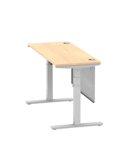 Dynamic Air Modesty 1400 x 600mm Height Adjustable Office Desk Maple Top Cable Ports Modesty Panel HA01374