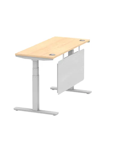 Dynamic Air Modesty 1400 x 600mm Height Adjustable Office Desk Maple Top Cable Ports Modesty Panel HA01374