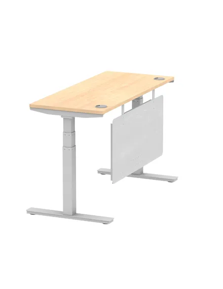 Dynamic Air Modesty 1400 x 600mm Height Adjustable Office Desk Maple Top Cable Ports Modesty Panel HA01374