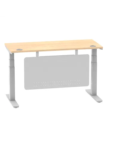 Dynamic Air Modesty 1400 x 600mm Height Adjustable Office Desk Maple Top Cable Ports Modesty Panel HA01374