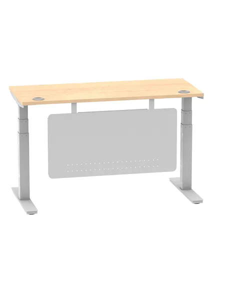 Dynamic Air Modesty 1400 x 600mm Height Adjustable Office Desk Maple Top Cable Ports Modesty Panel HA01374