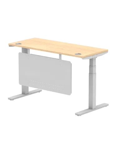 Dynamic Air Modesty 1400 x 600mm Height Adjustable Office Desk Maple Top Cable Ports Modesty Panel HA01374