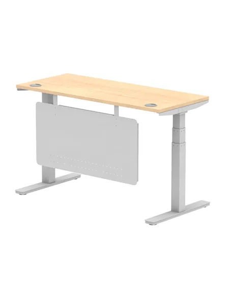 Dynamic Air Modesty 1400 x 600mm Height Adjustable Office Desk Maple Top Cable Ports Modesty Panel HA01374