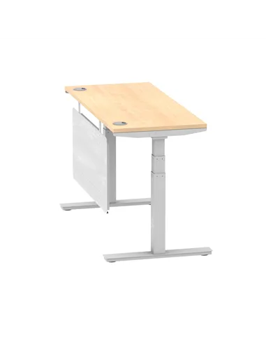 Dynamic Air Modesty 1400 x 600mm Height Adjustable Office Desk Maple Top Cable Ports Modesty Panel HA01374