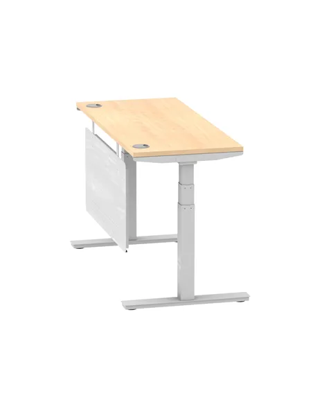 Dynamic Air Modesty 1400 x 600mm Height Adjustable Office Desk Maple Top Cable Ports Modesty Panel HA01374