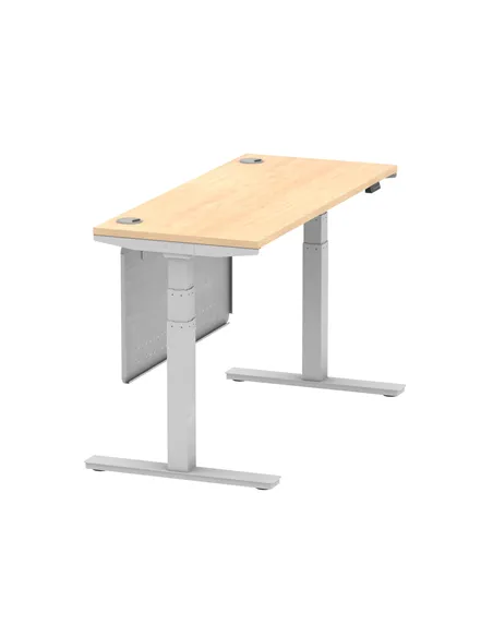 Dynamic Air Modesty 1400 x 600mm Height Adjustable Office Desk Maple Top Cable Ports Modesty Panel HA01374