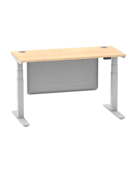 Dynamic Air Modesty 1400 x 600mm Height Adjustable Office Desk Maple Top Cable Ports Modesty Panel HA01374