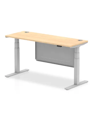 Dynamic Air Modesty 1600 x 600mm Height Adjustable Office Desk Maple Top Cable Ports Modesty Panel HA01375